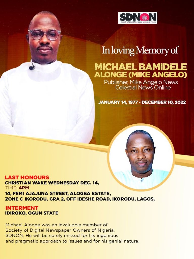 SDNON member, Michael Alonge dies @46