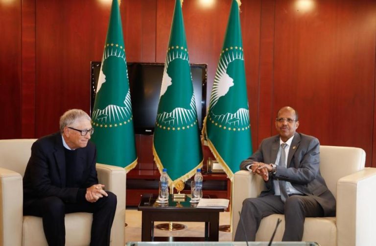 Gates to channel majority of $200bn pledge toward Africa’s health, development Mahmoud Ali Youssouf, chairperson of the African Union Commission, and Bill Gates, chair of the Gates Foundation.