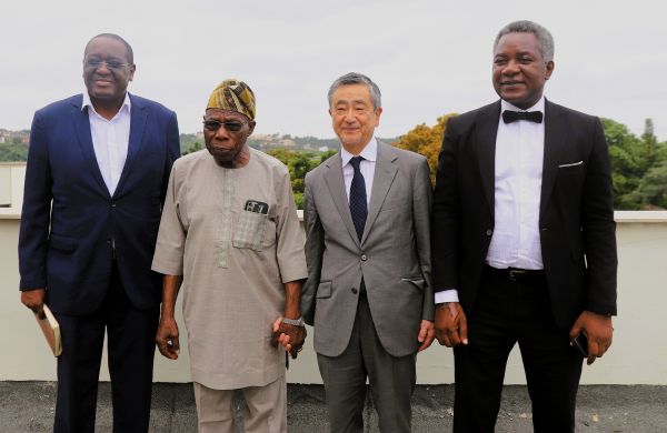 SAA President meets Obasanjo, IFAD, Japanese Ambassador on Nigeria’s food security L-R Dr. Mel Oluoch, Chief Obasanjo, Mr. Suzuki and Dr Godwin